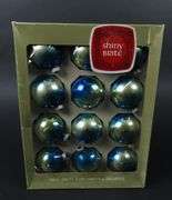 Box of Vintage Shiny Brite Glass Christmas Ornaments