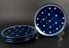 Lot of 4 "Dirndl Blue" Dessert/Pie Plates by Gmundner Austria