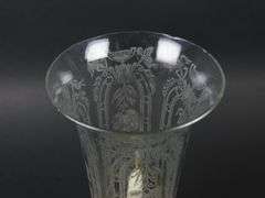 Tall Antique Brass Candlestick with Etched Glass Chimney #2 - See Description