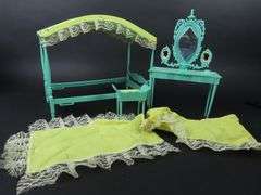 Vintage Doll Bed with Vanity & Stool