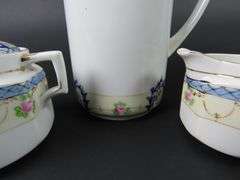 Antique Noritake Chocolate Pot with Creamer & Lidded Sugar