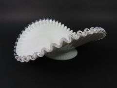 Vintage Fenton Silvercrest Ribbed Low Foot Banana Bowl