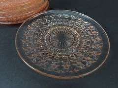 Lot of 10 "Holiday Pink" Depression Glass Saucers