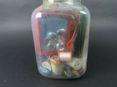 Large Lidded Jar of Vintage Sewing Notions