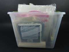 Bin of Vintage Craft Kits with Cross Stitch & Needlepoint
