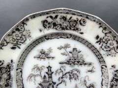 Antique "Pelew Black" Transferware Plate by Edward Challinor Circa: 1842-1867