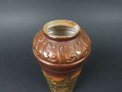Antique Fostoria Milk Glass Native American Indian Cheif Vase