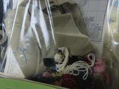 Bin of Vintage Craft Kits with Cross Stitch & Needlepoint
