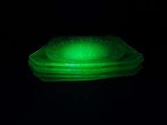Lot of 5 Jeanette Glass "Adam" Square Uranium Dinner Plates