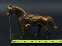 Vintage Copper Tone Cast Metal Horse Figurine