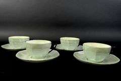 Lot of 4 Vintage Victoria Czechoslovakia Lusterware Teacups & Saucers