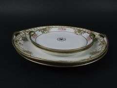 Lot of 4 Handpainted Nippon Double Handled Plates - Made in Japan