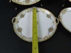 Lot of 4 Handpainted Nippon Double Handled Plates - Made in Japan