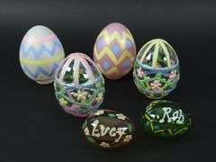 Lot of 6 Decorative Glass Easter Eggs