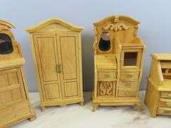 Lot of Wooden Doll House Furniture with Desk & Secretary