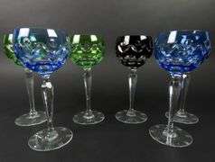 Mixed Lot of 6 Beautiful Cut to Clear Wine Glasses
