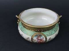 Antique Hand Decorated LeMleux China Jardinière with 24K Gold