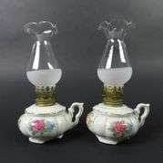 Lot of 2 Small Matching Oil Lamps