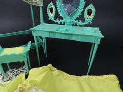 Vintage Doll Bed with Vanity & Stool