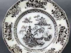 Antique "Pelew Black" Transferware Plate by Edward Challinor Circa: 1842-1867