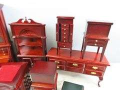 Lot of Beautiful Doll House Furniture with Corner Hutch & Bookcase