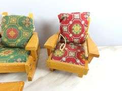 4 Pieces of Pert Pat Wooden Cushioned Doll Chairs with Coffee Table