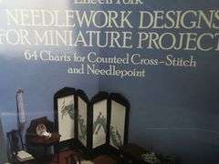 Bin of Vintage Craft Kits with Cross Stitch & Needlepoint