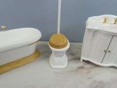 Lot of Wooden Doll House Bathroom Tub, Sink & Toilet