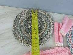 Grouping of Handcrafted Doll House Rugs & Pillows