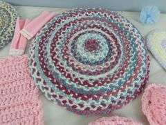 Grouping of Handcrafted Doll House Rugs & Pillows