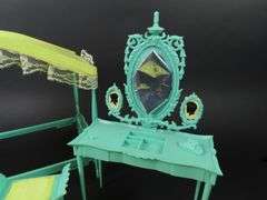 Vintage Doll Bed with Vanity & Stool