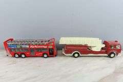 Tootsie Toy Fire Truck & Double Decker Bus