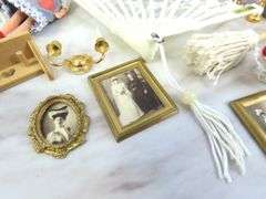 Big Lot of Doll House Miniatures with Sewing Machine