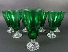 Lot of 8 "Burple-Inspiration Green" Water Goblets by Anchor-Hocking