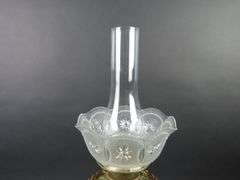 Tall 26.5" Banquet Gold Tone Oil Lamp with Shade & Chimney