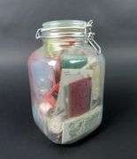 Large Lidded Jar of Vintage Sewing Notions