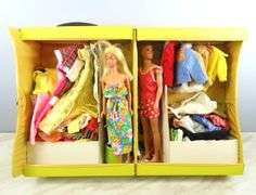 Barbie, Ken and Tons of Clothes in Vintage Fashion Doll Trunk