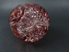 Beautiful 12.25" Red Cut to Clear Decanter with Stopper