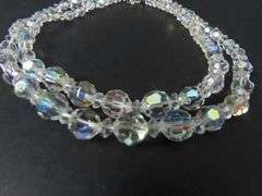 13" Aurora Borealis Glass Bead Double Strand Necklace