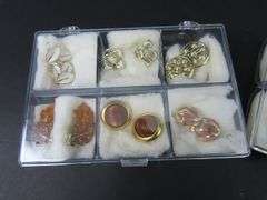 12 Pairs of Vintage Clip Earrings in Plastic Storage Cases