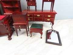 Lot of Beautiful Doll House Furniture with Corner Hutch & Bookcase