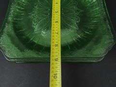 Lot of 5 Jeanette Glass "Adam" Square Uranium Dinner Plates