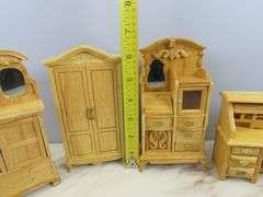 Lot of Wooden Doll House Furniture with Desk & Secretary