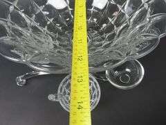 Vintage "Constellation Clear" Pedestal Punch Bowl with 3 Cups & Glass Ladle
