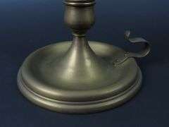 Tall Antique Brass Candlestick with Etched Glass Chimney #1