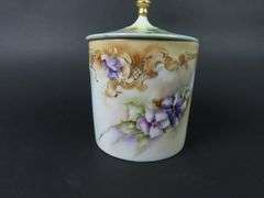 Handpainted French Lidded Cannister / Tobacco Jar