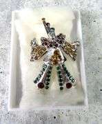 Colored Rhinestone "Clown" Brooch in Case
