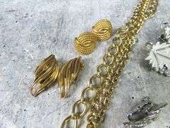 Grouping of Costume Jewelry with Clip Earrings and Necklaces