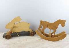 Wooden Rocking Horse & Rabbit Pull Toy