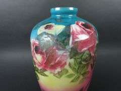 Antique Tall Handpainted Bristol Glass Vase